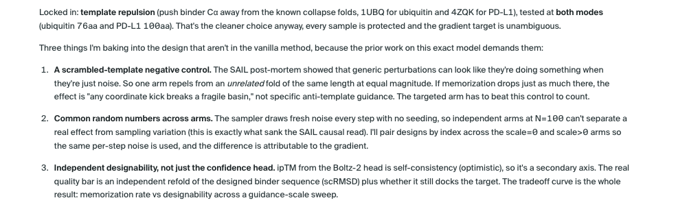 Lab: the design reflected back, with the controls and the independent quality metric